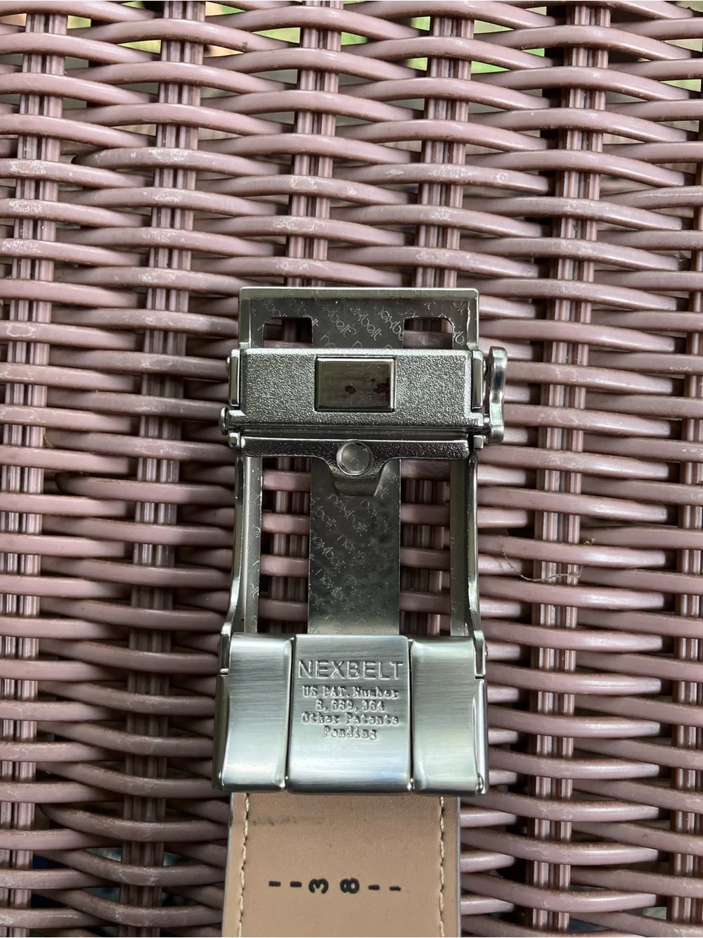 Nexbelt Leather PRC No Hole Ratchet Belt Size 25-38  Cut To Size  Gray Silver